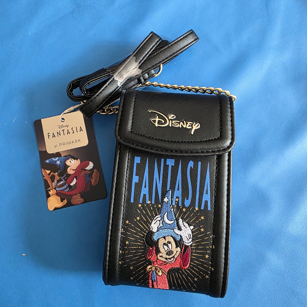 Disney Fantasia Black and Gold Phone Bag NWT